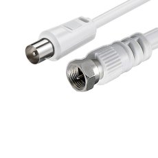 Antennkabel F-hane till IEC-hane 1,5 m – vit, dubbelskärmad